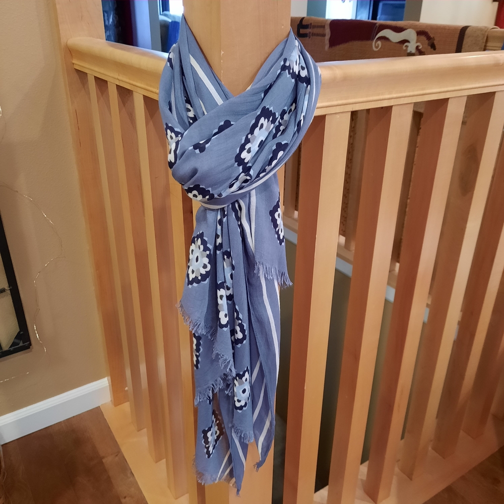 Blue Floral Scarf
